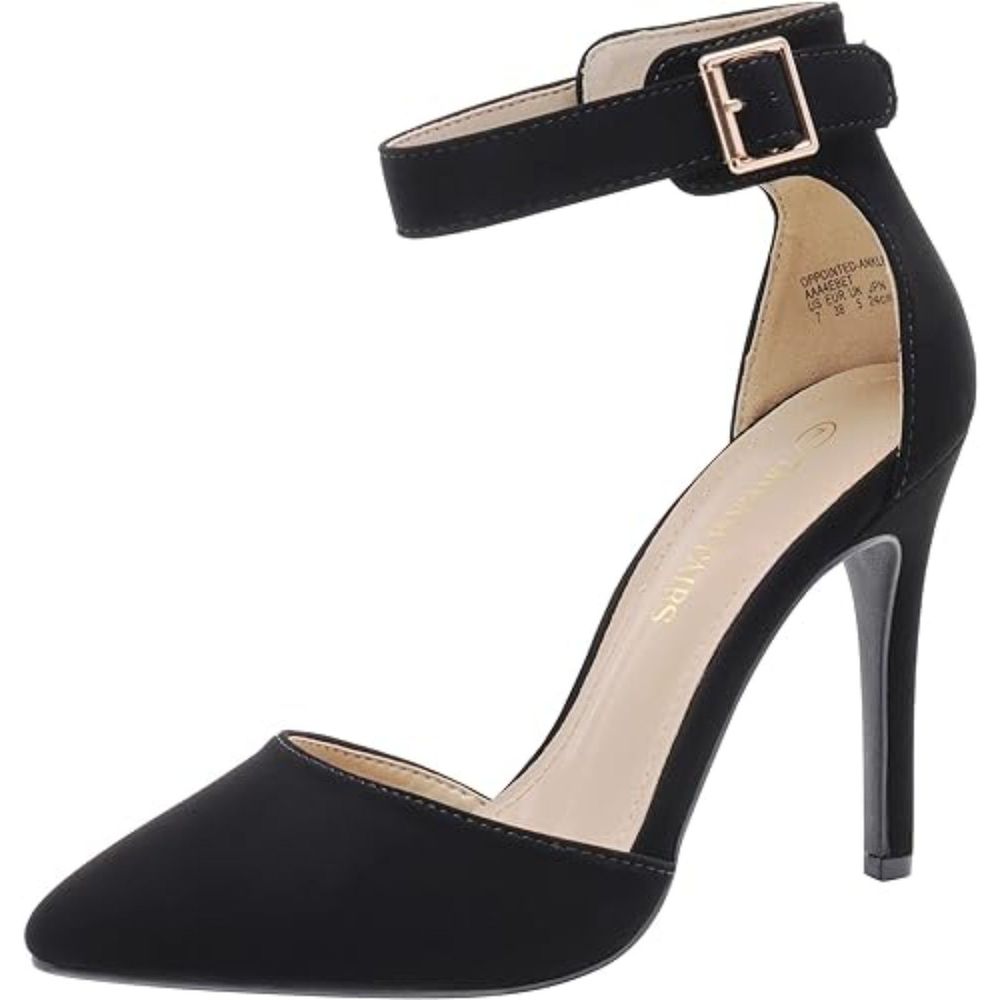 Women's Pointed Toe Ankle Strap D'Orsay Black High Heel Stiletto Pumps Shoes